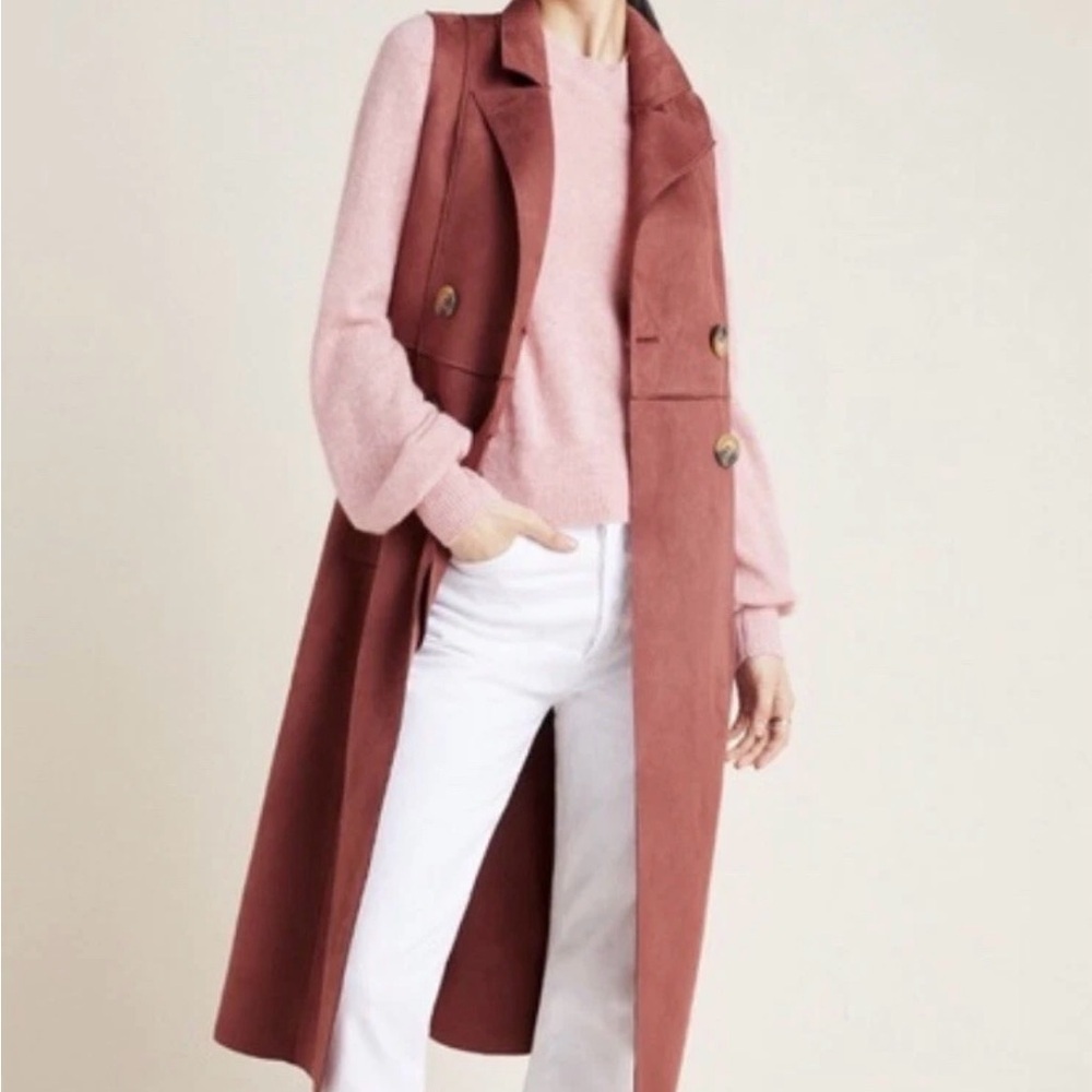 Anthropologie Tandy Longline Utility Suede Vest